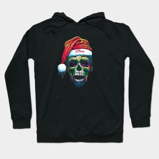 Dripping Skull With Santa Hat Hoodie